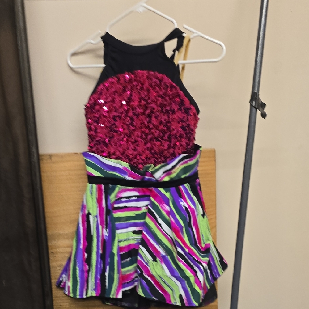 Revolution Pink and Black Sequin Kids Dance Costume